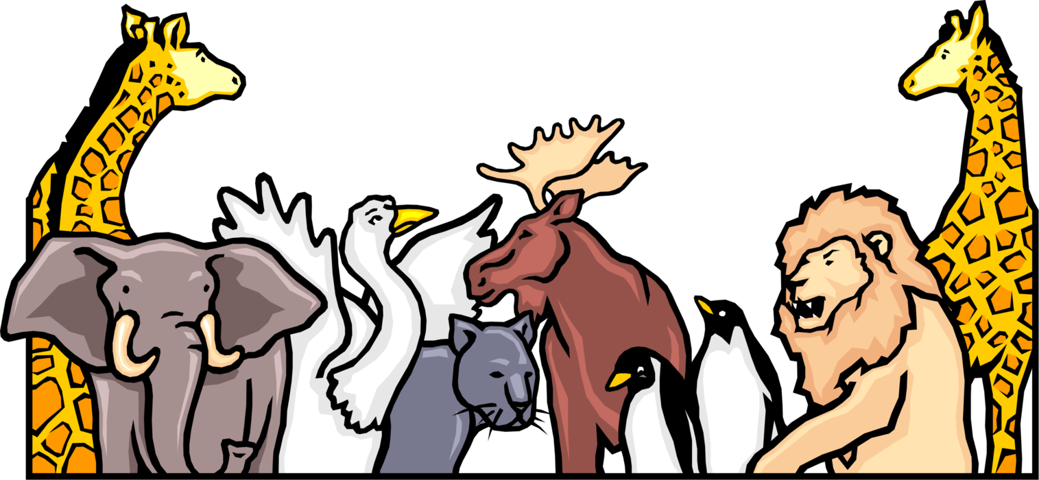 Vector Illustration Of African Wild Animal Menagerie - Animal Friends Clip Art (1515x700)