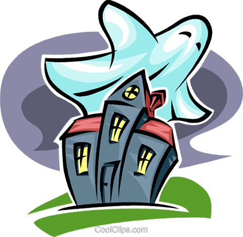 Haunted House And Ghost Royalty Free Vector Clip Art - Clip Art House (480x470)