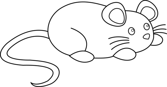 Cute Mouse Line Art - Cute Rat Clipart Black And White (550x288)