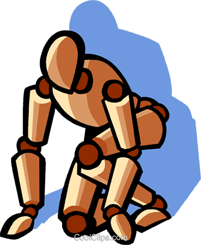 Runner In The Set Position Royalty Free Vector Clip - Cartoon (393x480)