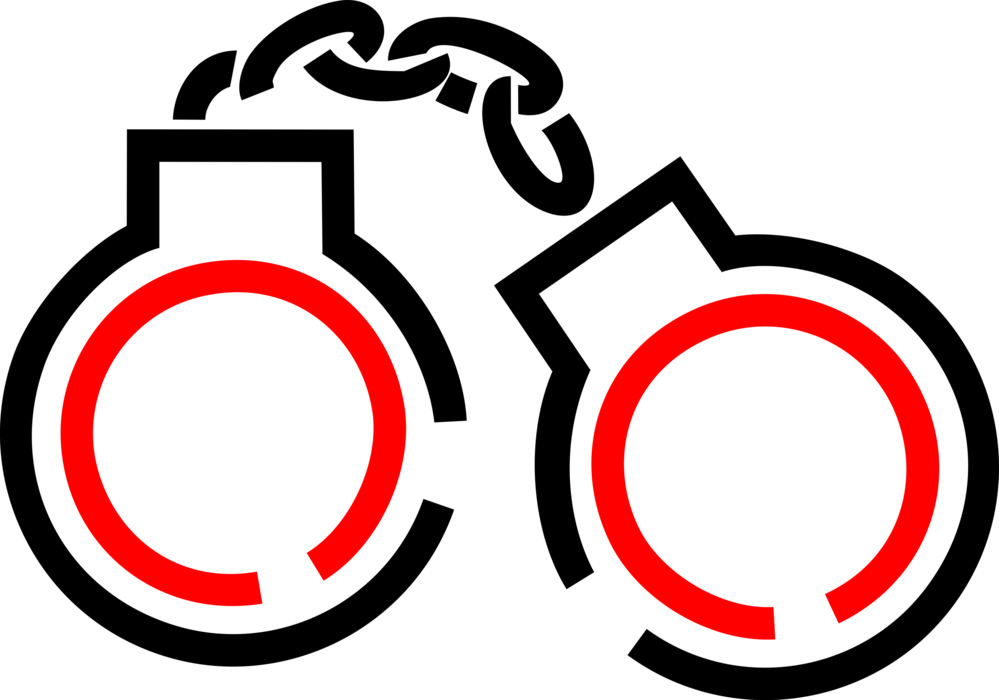 Vector Illustration Of Handcuffs Physical Restraint - Circle (999x700)