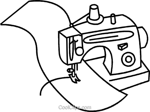 Sewing Machine With Material Royalty Free Vector Clip - Sewing Machine Drawing Png (480x357)