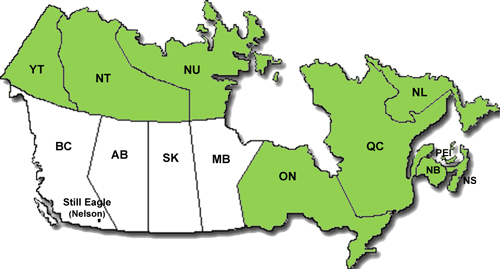 Eastern & Northern Canada On, Qc, Nb, Ns, Pei, Nl, - Blank Map Of Canada (500x269)
