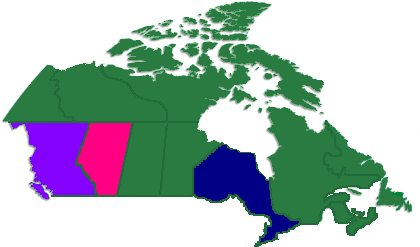 Regional Map Of Canada And U - Background Of North America (444x277)