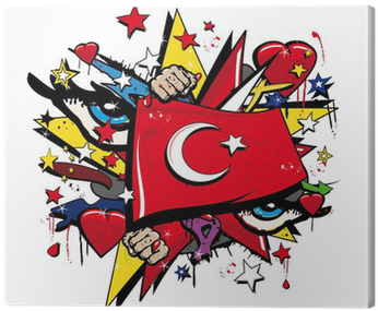 Turkey Flag Graffiti Ottoman Empire Pop Art Illustration - Pop Art Of Canada (400x400)