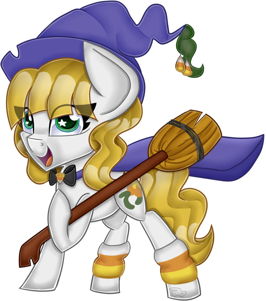 Partylikeapegasister, Bowtie, Broom, Candy, Candy Corn, - Cartoon (910x1024)