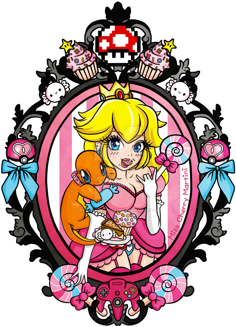 Martini Princess Peach Gin Mimosa Clip Art - Princess Peach (800x1118)