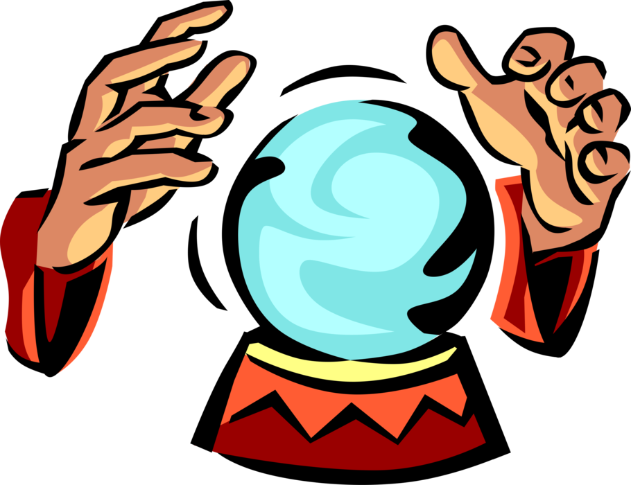 Vector Illustration Of Crystal Ball Gazing With Fortune - Crystal Ball Clip Art (910x700)