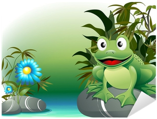 Rana Sfondo Natura Cartoon Cute Frog In Nature Vector - Vector (400x400)