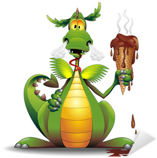 Dragon Cartoon With Melted Ice Cream Sticker • Pixers® - Dragon Card Greeting Cards (400x400)