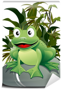 Rana Cartoon Su Pietra Cartoon Frog On Nature Vector - Vector (400x400)