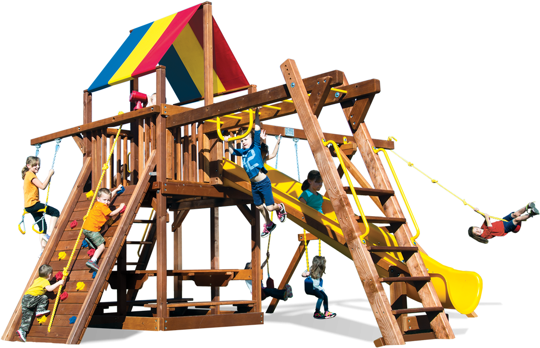 Rainbow Clubhouse Pkg Iii Loaded 66c Swingset - Playground (1100x732)