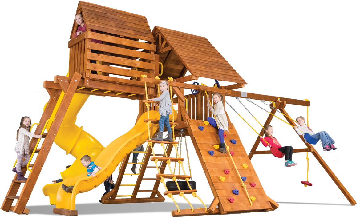 Circus Super Turbo Castle Pkg V With Wood Roofs - Playground (1200x799)