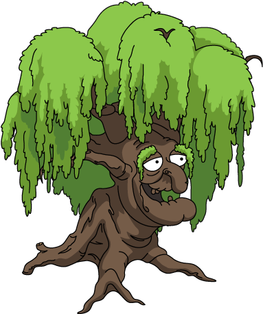 Old Willow Tree - Illustration (600x657)