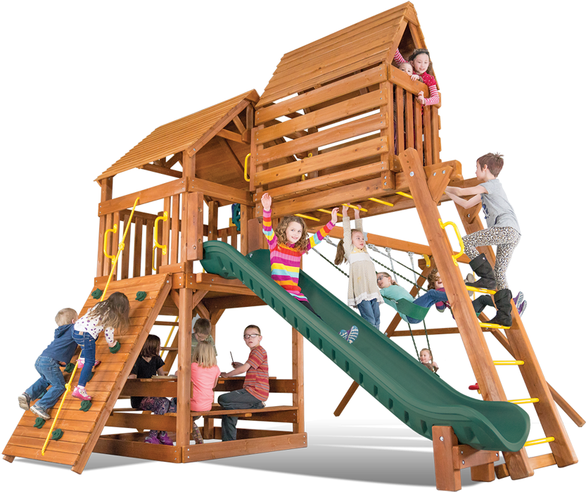 Fiesta Clubhouse Pkg Iv W/ Wood Roofs - Backyard Playworld (1100x732)