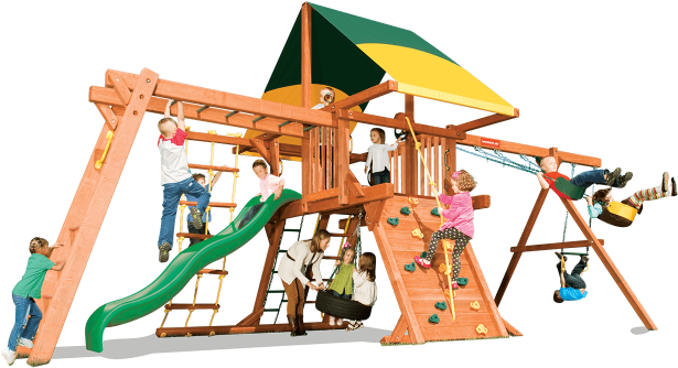 Woodplay Outback 5'-b Cedar Swing Set - Playground Slide (640x400)