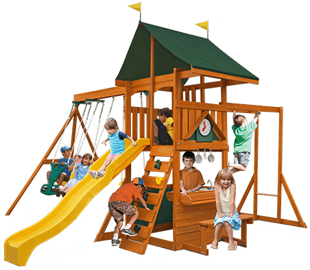 Laurentian Swingset & Kitchenette By Cedar Summit - Cedar Summit Laurentian Wooden Swing Set (600x400)