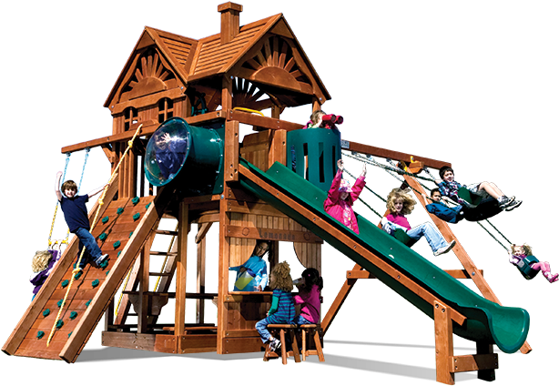 Huckleberry Hideout Pkg Ii Unique 98b Swingset - Backyard Playworld (892x447)