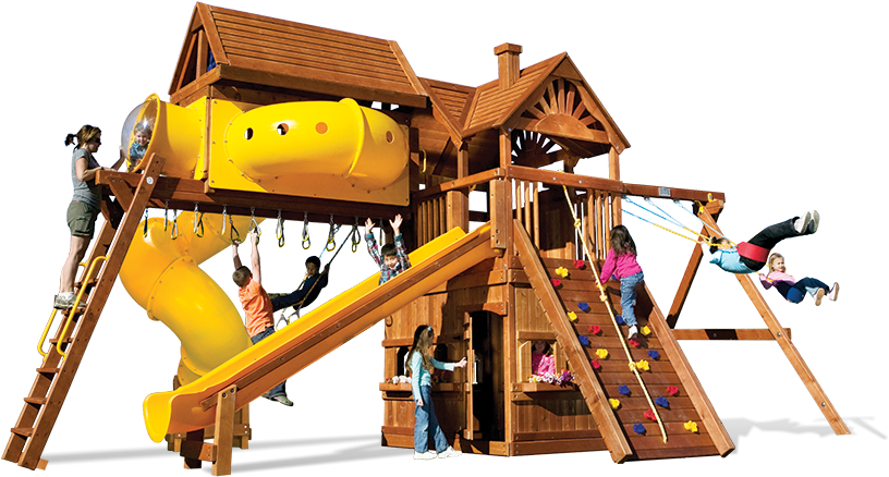 Huckleberry Hideout Pkg V Maxed Out 98d Swingset - Backyard Playworld (892x447)