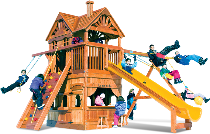 Huckleberry Hideout Pkg Ii Classic 98a Swingset - Backyard Playworld (892x447)