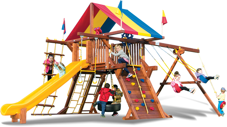 Sunshine Feature Castle Pkg Ii 45a Swingset - Rainbow Play Systems (892x447)