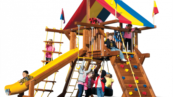 Wonderful Rent To Own Swing Sets Of View Rainbow Play - Rainbow Swing Set (585x329)