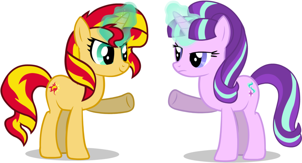 Starlight Glimmer And Sunset Shimmer By Rogerlink - Cartoon (1024x576)
