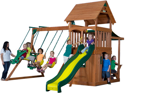 Mason Clubhouse, Fort, And Swinging Fun - Backyard Discovery Mason Cedar Swing Set (676x383)