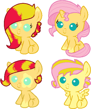 Fluttershy X Sunset Shimmer Closed By Wigglypoodles - Cartoon (458x494)