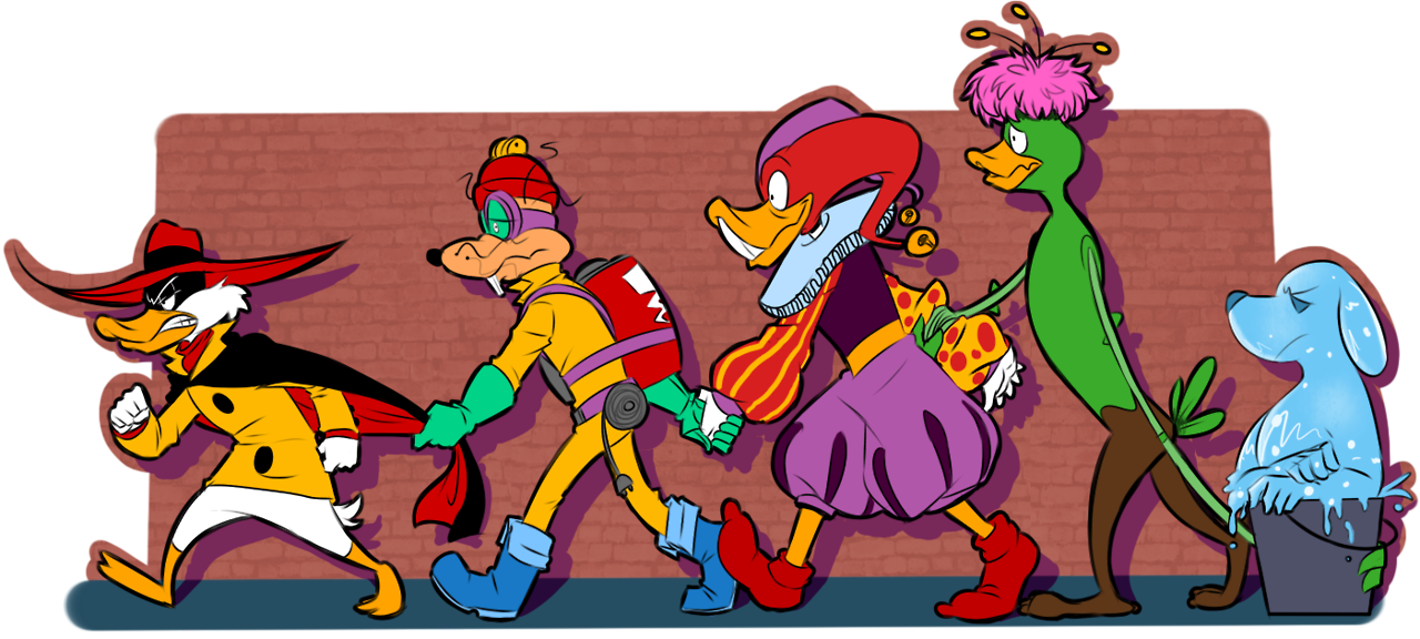 Negaduck Fearsome Five Conga Line O Villain Where Art - Cartoon (1280x576)