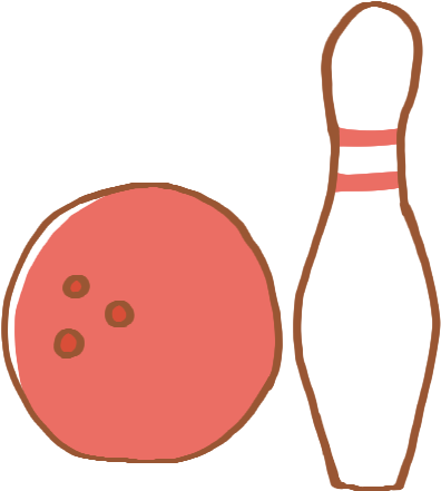 ボウリングの球とピンのイラスト - Dokin-chan (600x600)