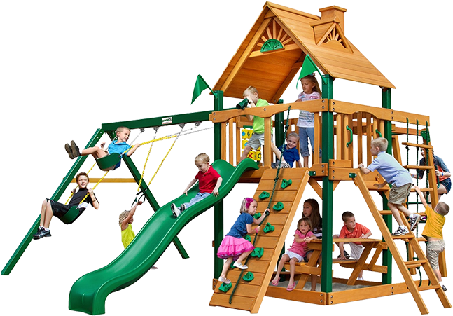Playground Equipment - Gorilla Navigator Ts Treehouse Wooden Swing Set (666x450)