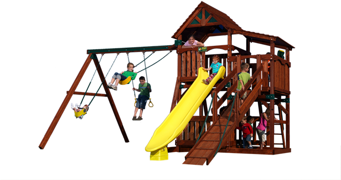Olympian Treehouse 2 Play Set Shown With - Oklahoma Playsets (676x383)