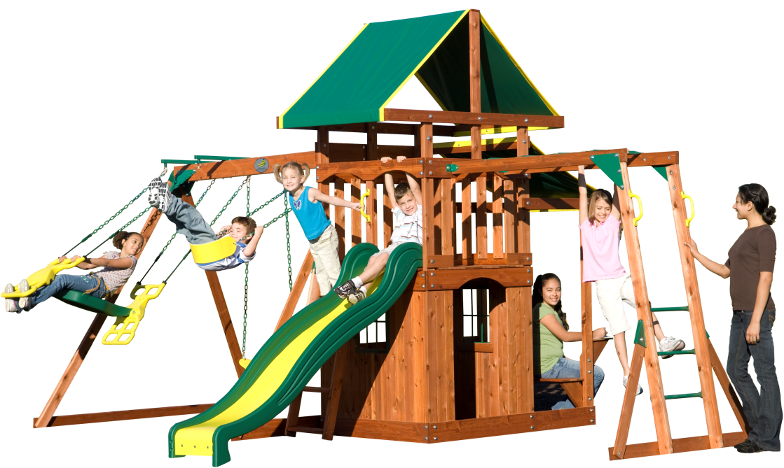 The Meridian Backyard Swing Set Comes Equipped With - Playsets Meridian Wooden Swing Set (1200x680)