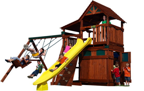 Olympian Treehouse 5 Play Set Shown With - Backyard Discovery Shawnee Climbing Frame (676x383)