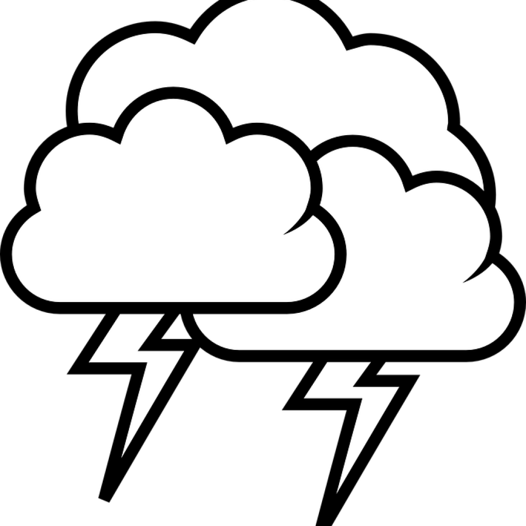 Cloud Clipart Black And White Thunderstorm Cloud Rain - Clip Art Black And White Thunder (1024x1024)