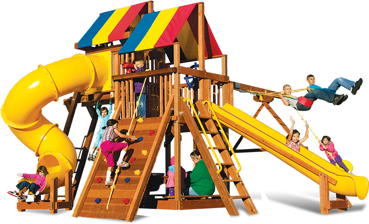 Rainbow Clubhouse Pkg V 65a Swingset - Playground Slide (892x447)