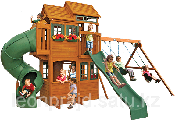 Игровой Комплекс «шелбивилль Делюкс» - Big Backyard Shelbyville Deluxe Wooden Swing Set (600x400)