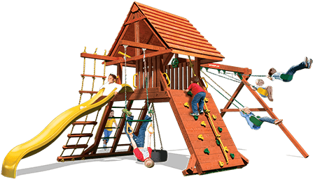 Woodplay Lion's Den B Cedar Swing Set - Lion (480x260)