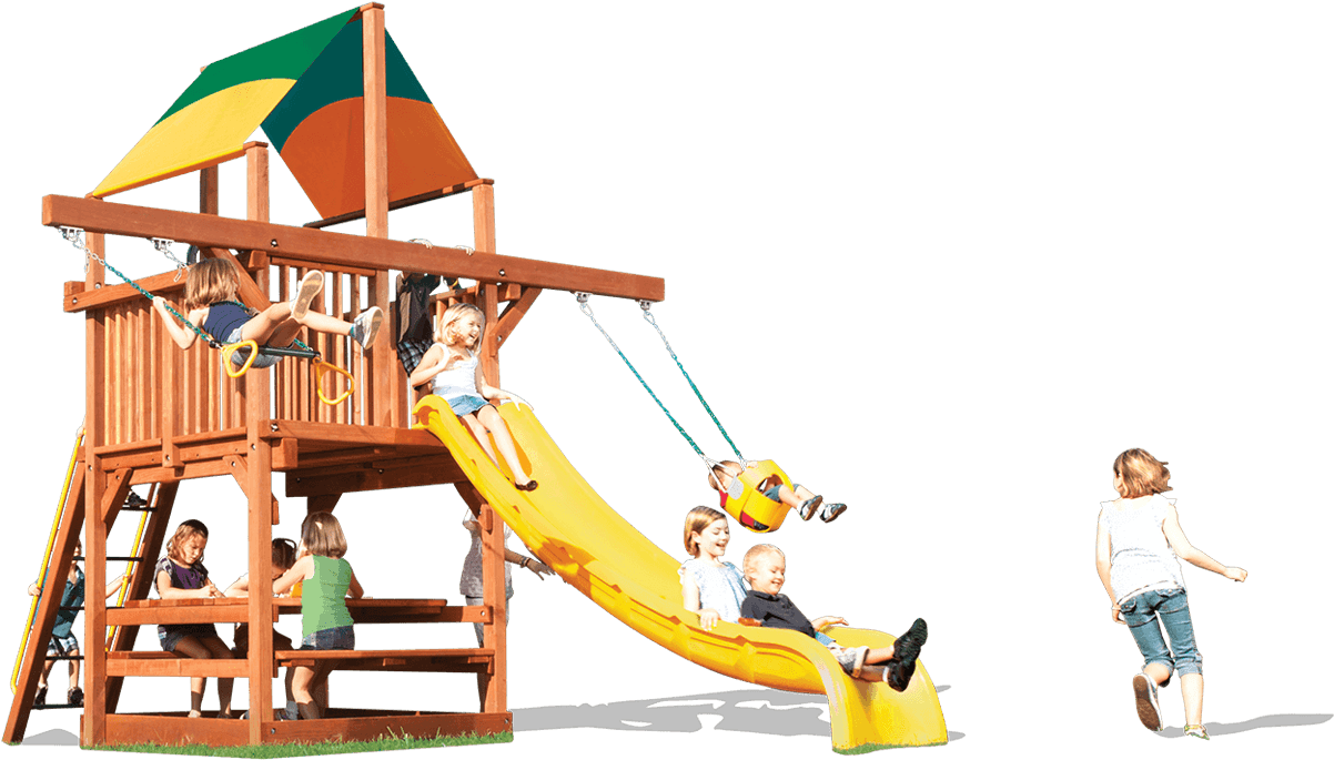 Playhouse 5' W/ Double Swing Arm - Space Saver Playset Outdoor (1280x800)