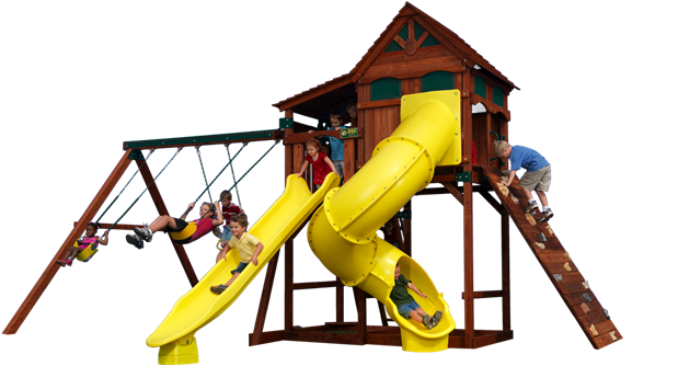 Titan Treehouse 2 Play Set Shown With - Backyard Discovery Salina Climbing Frame (676x383)