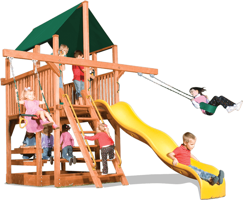 Playhouse Xl 5' W/ Double Swing Arm - Space Saver Swing Set (1280x800)
