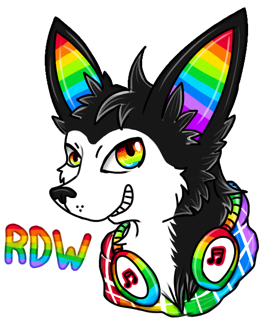 Rainbow Disco Wolf Head Shot By Chococookie5 - Dog Catches Something (700x700)