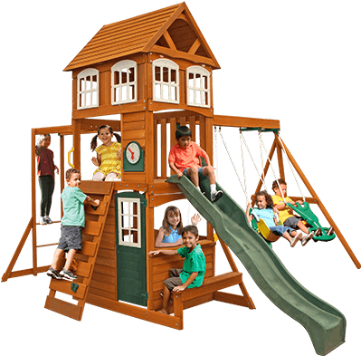 Awesome Cedar Summit Playset Made Of Wood In Double - Cedar Summit Premium Play Sets Cranbrook Ready (600x400)