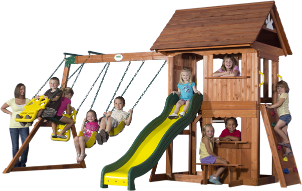 On Special $1,399regular $1,799 - Backyard Discovery 55004com Alpine Swing Set, Brown (676x383)