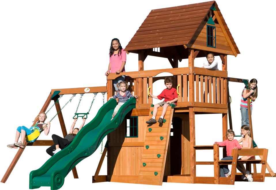 Rainier Backyard Swing Set Comes Equipped With All - Playground Slide (1200x680)