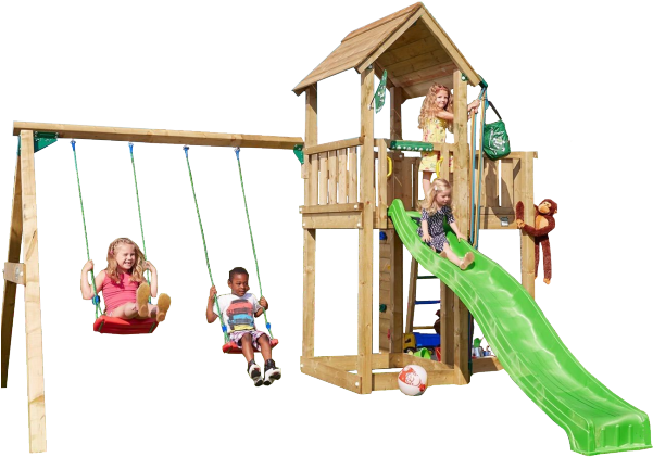 Jungle Gym Mansion Legetårn Med Swing Modul - Jungle Gym Mansion Legetårn Med Gyngemodul Og 2 Gynger (600x600)