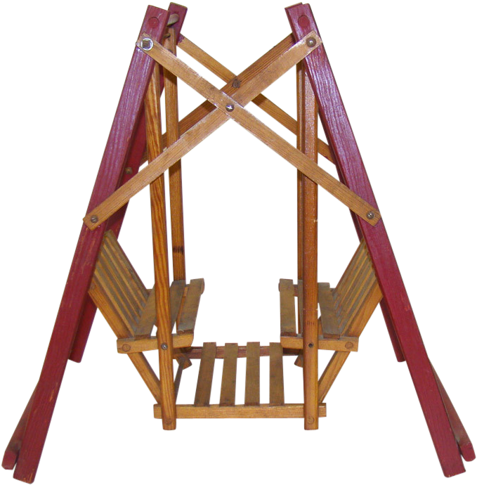 Miniature Wooden Swing Set With Original Paint - Swing (689x689)