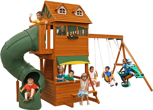 Awesome Cedar Summit Playset Made Of Wood In Double - Cedar Summit Forest Hill Retreat Playset (600x400)