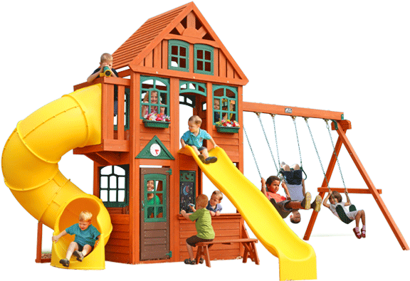 New Twin Mountain Lodge Play System Wood Swing Set - Cedar Summit Twin Mountain Lodge Playset - Do Included) (600x400)